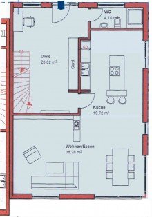 Grundriss EG **Neubau/Erstbezug! Luxuri�se Doppelhaush�lfte mit hochwertiger Ausstattung**