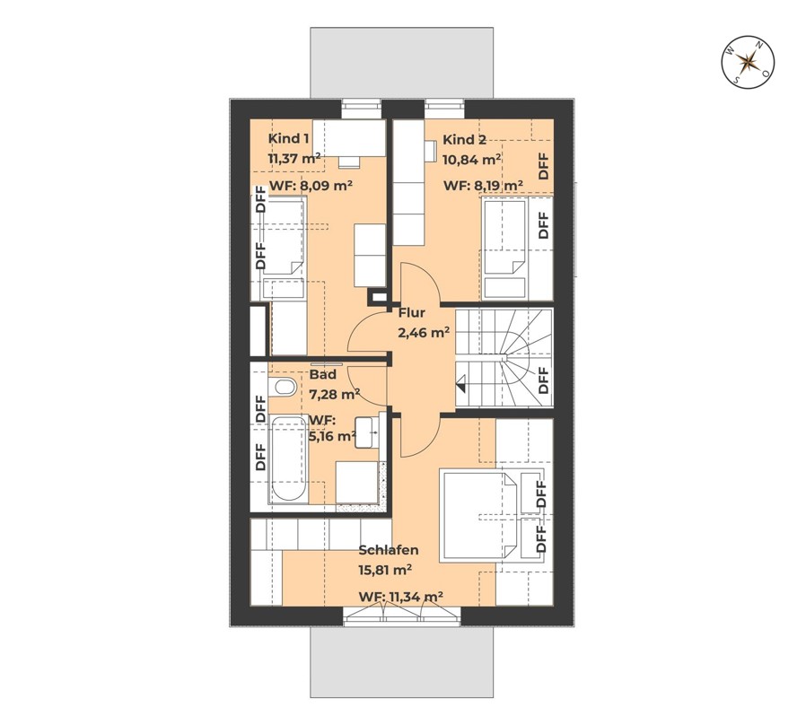Grundriss OG - Haus B Einfamilienhaus M�nchen