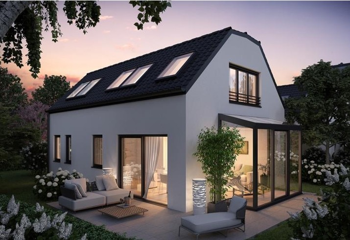 Ansicht bei Nacht Einfamilienhaus M�nchen