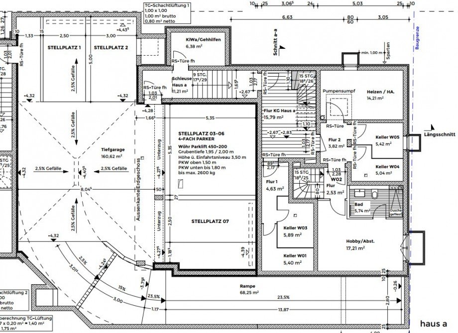 Grundriss KG und TG Terrassenwohnung M�nchen