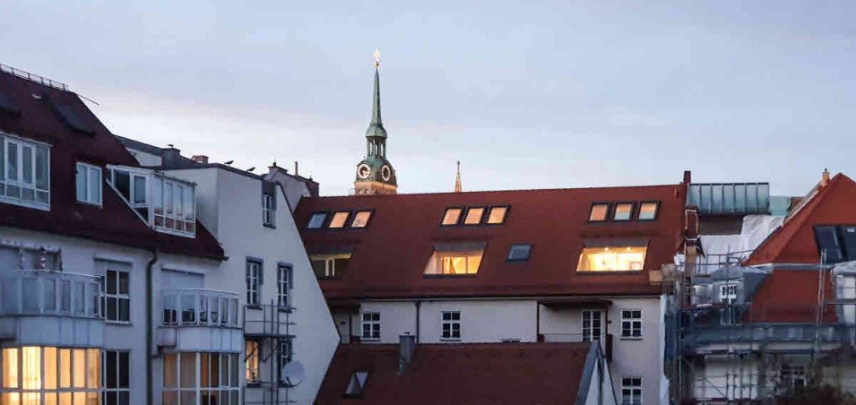 Aussicht in der Nacht Maisonettewohnung M�nchen