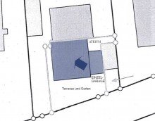 Lageplan mit Haus und Garage Lerchenau - ruhige und gr�ne Blumensiedlung! *Charmantes Stadthaus im Stil einer Doppelhaush�lfte*