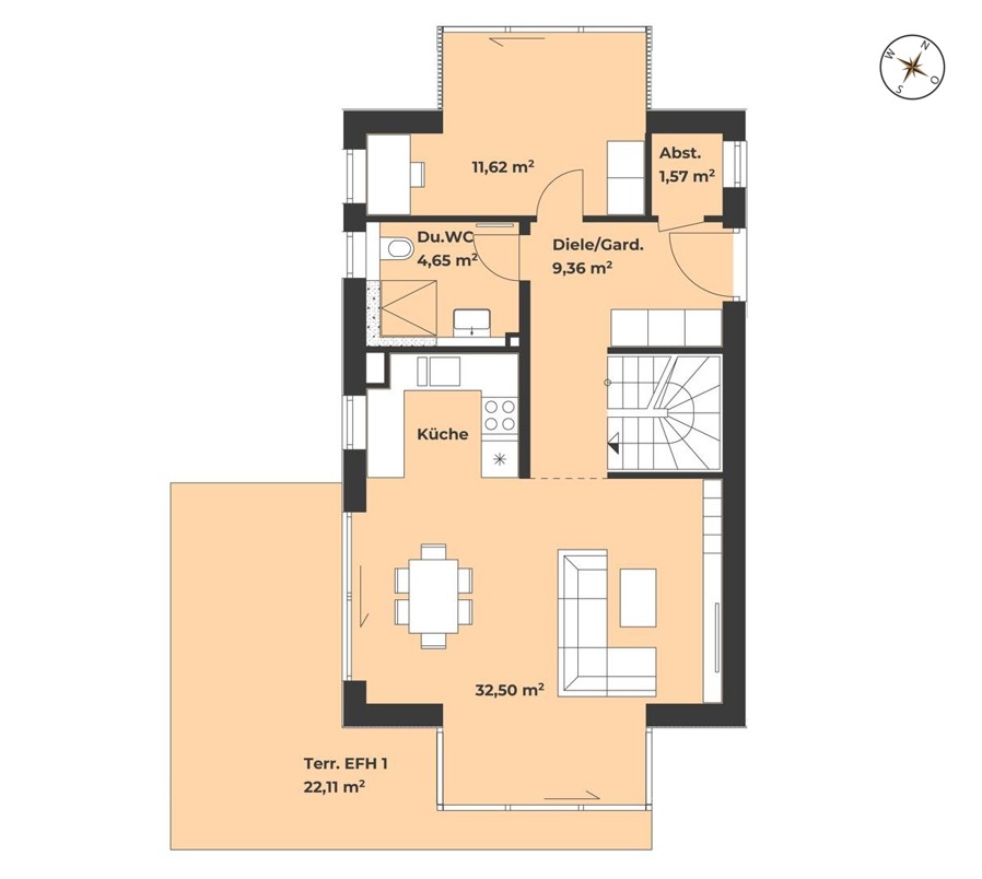 Grundriss EG - Haus B Einfamilienhaus M�nchen