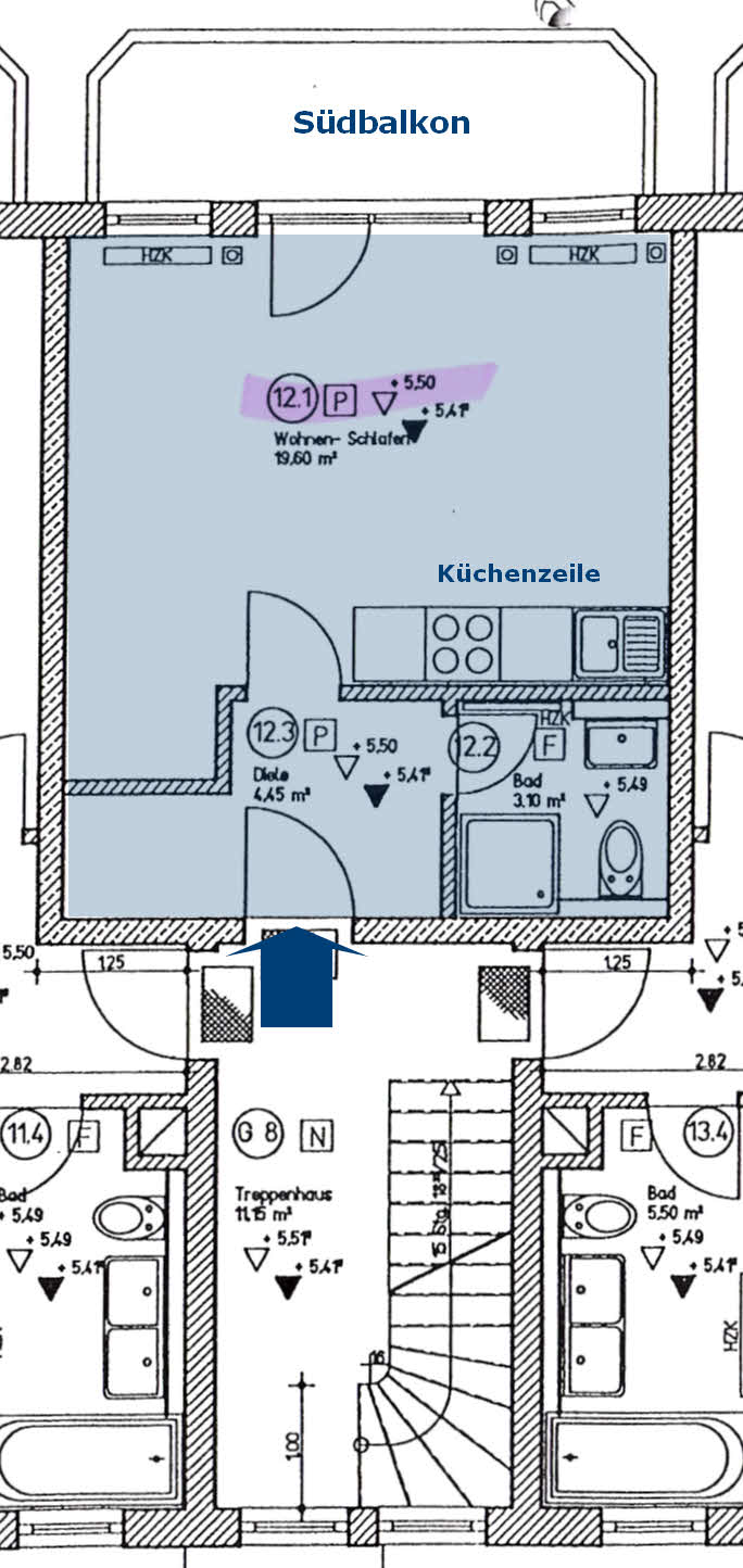 Grundrissplan Etagenwohnung M�nchen