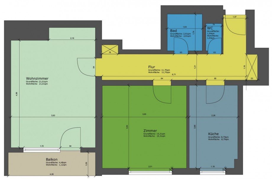 Grundriss Einheit 441 Etagenwohnung M�nchen