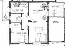 Grundriss Erdgeschoss Lerchenau - ruhige und gr�ne Blumensiedlung! *Charmantes Stadthaus im Stil einer Doppelhaush�lfte*