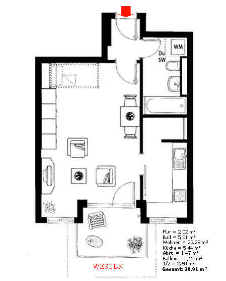 Grundriss Dachgeschosswohnung M�nchen