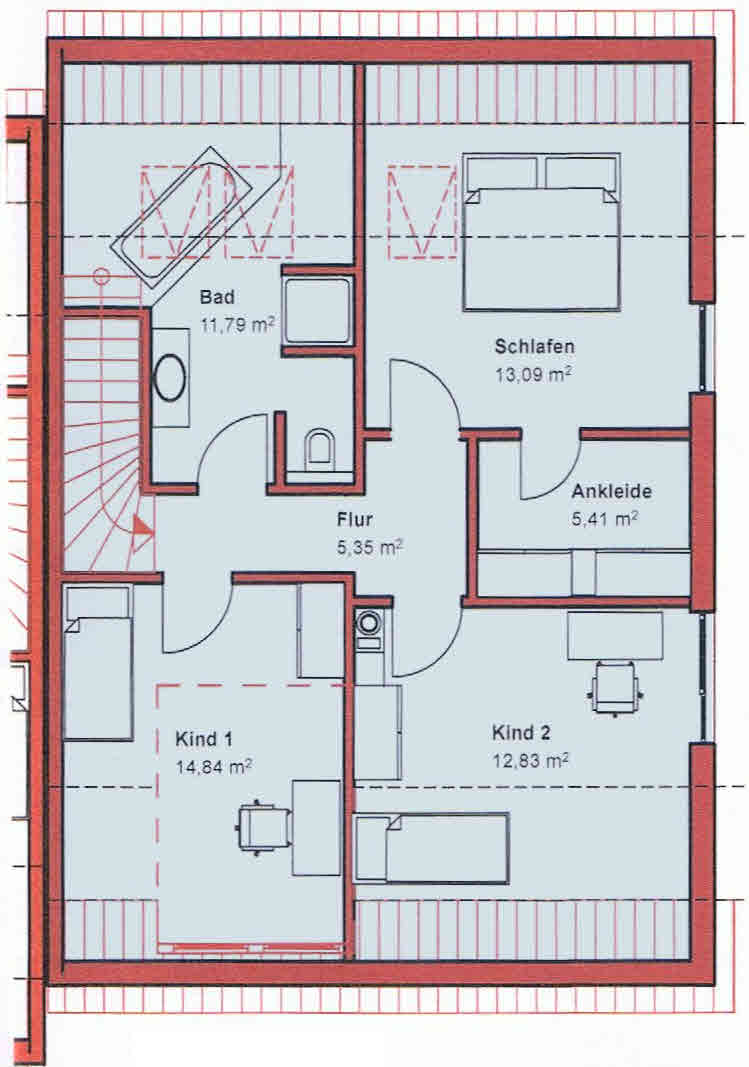 Grundriss OG Doppelhaush�lfte Gr�benzell