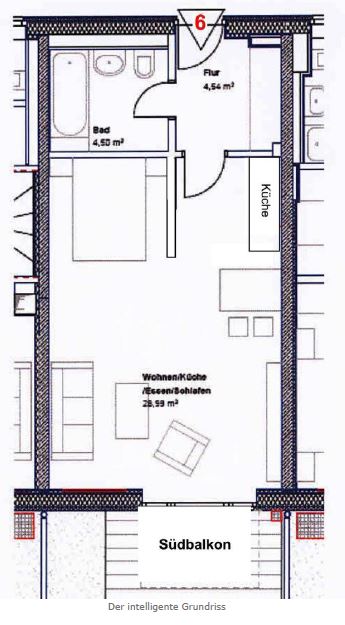 Grundriss App. 6 Etagenwohnung M�nchen