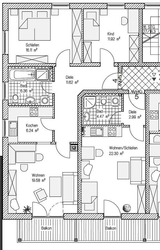 Grundriss Wohnung 4 Etagenwohnung Prien