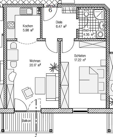 Grundriss Whg. 6 Etagenwohnung Prien