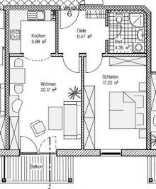 Grundriss Whg. 6 **Moderne Wohlf�hlwohnung mit S�dbalkon und herrlichem Bergblick**