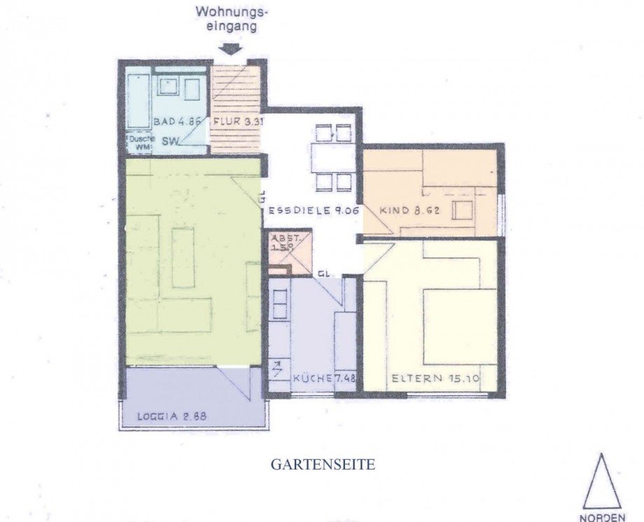 Grundrissplan Etagenwohnung M�nchen
