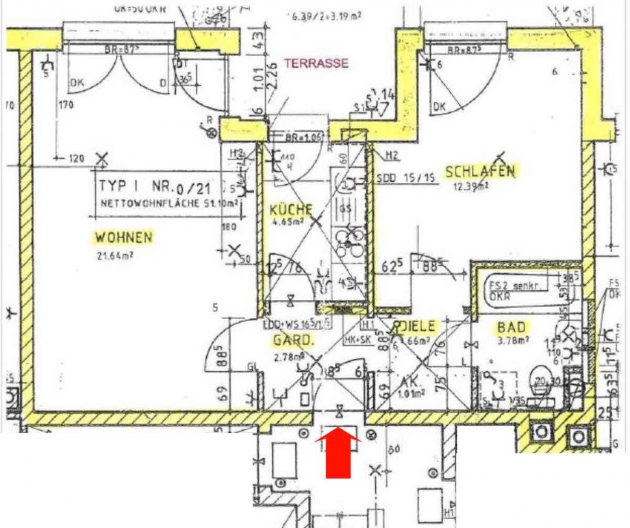 Grundrissplan Terrassenwohnung M�nchen